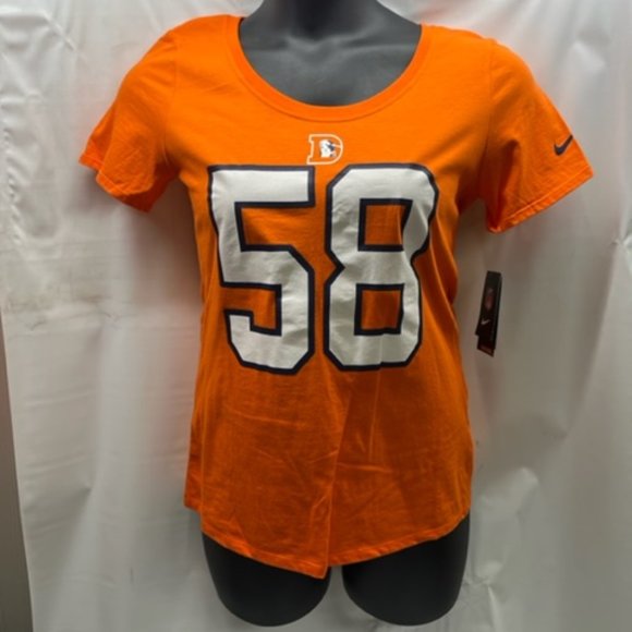 Nike Womens Orange Von Miller #58 Denver Broncos Athletic Cut Tee 827721, Small - Picture 1 of 8
